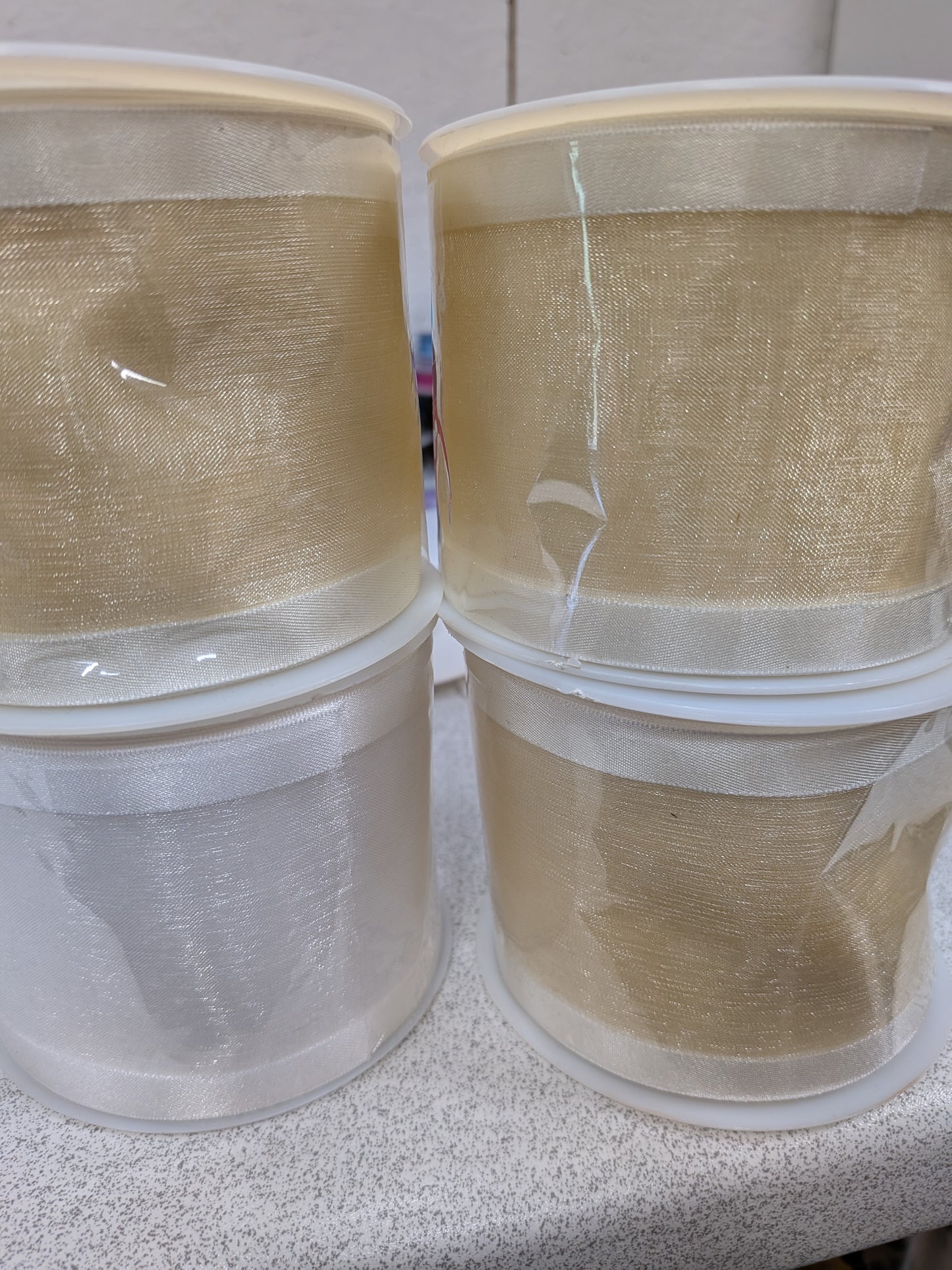 4 x 25m reels of 70mm wide satin edge organza ribbon CLEARANCE Less than half original price £15