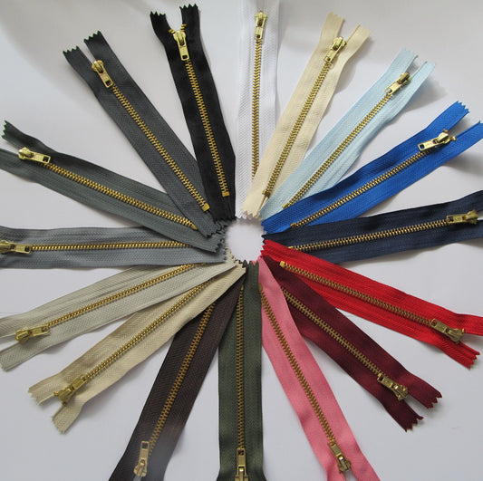 Brass Jeans Zips - Choice of Colours and Sizes