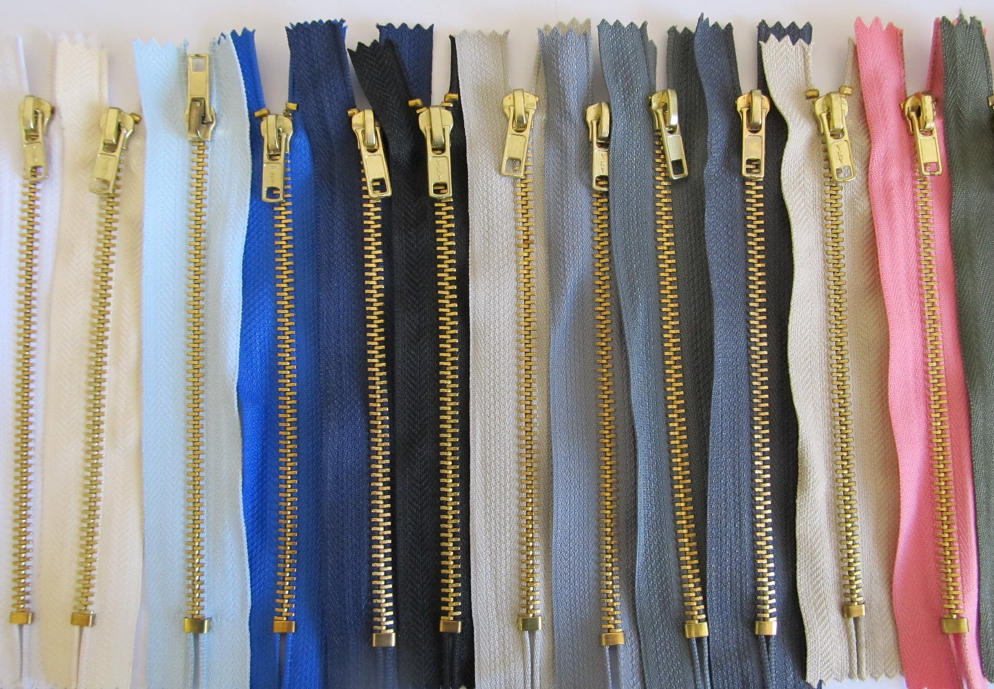 Brass Jeans Zips - Choice of Colours and Sizes