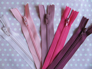 Pack of 5 Closed End Zips - 20" (50cm)