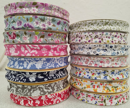 18mm Floral Cotton Bias Binding - by the metre or reel