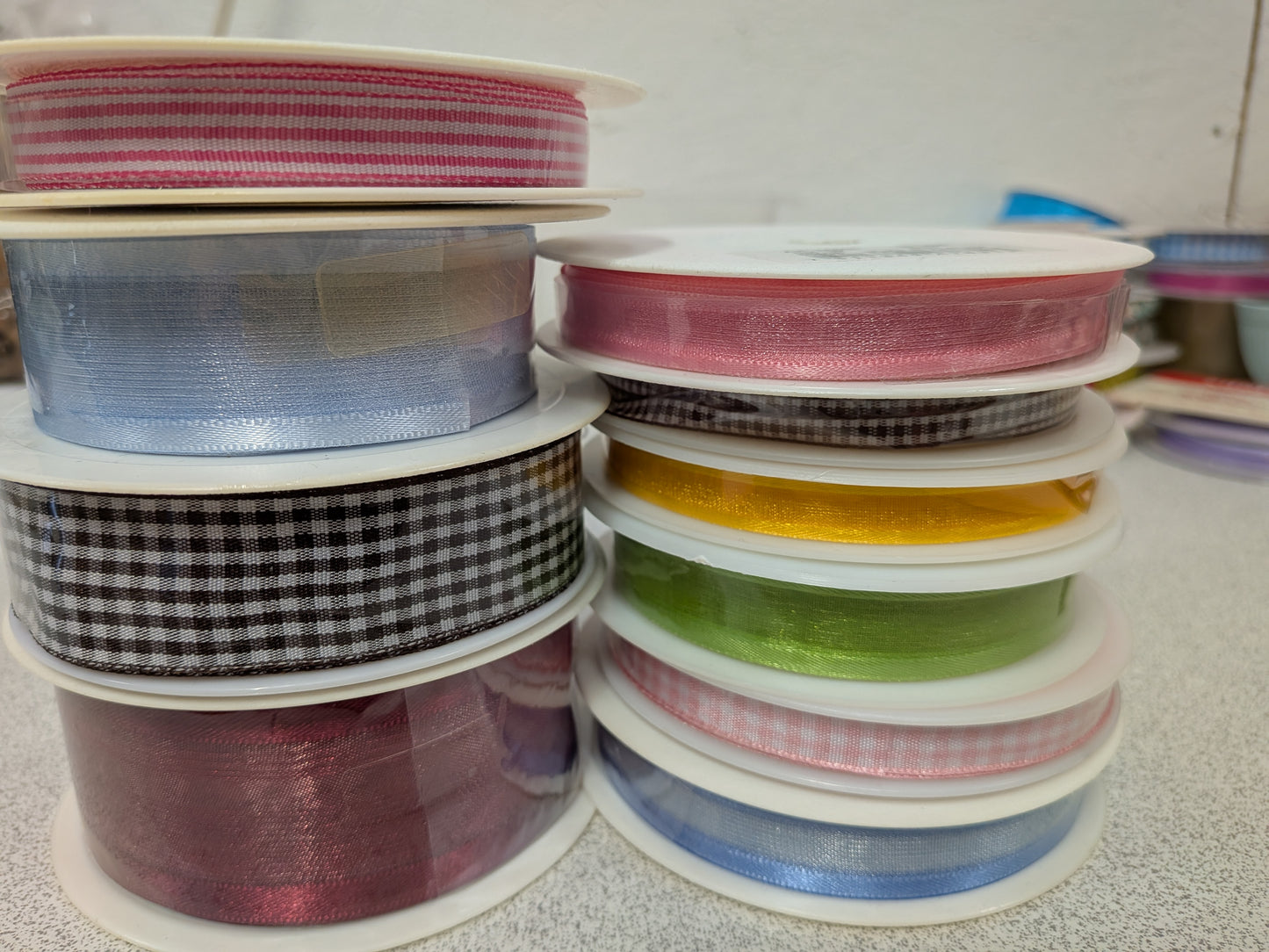 10 Assorted 25m reels of ribbon CLEARANCE Less than half original price £15