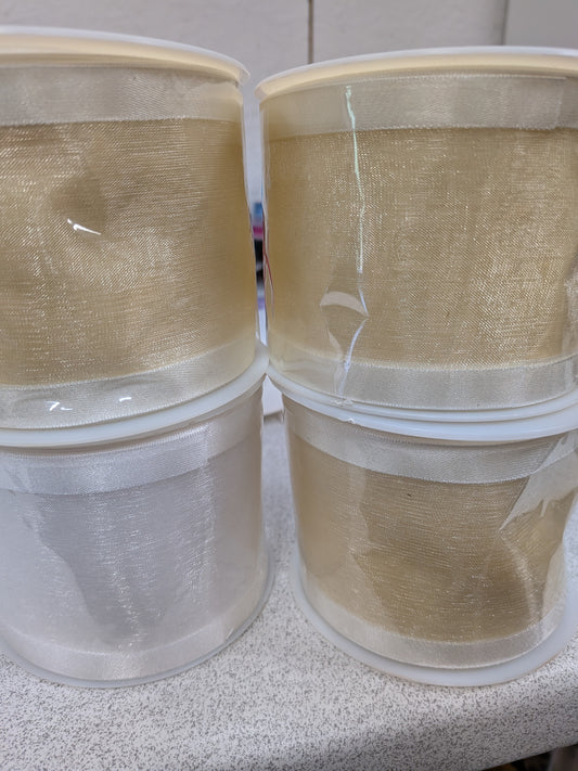 4 x 25m reels of 70mm wide satin edge organza ribbon CLEARANCE Less than half original price £15