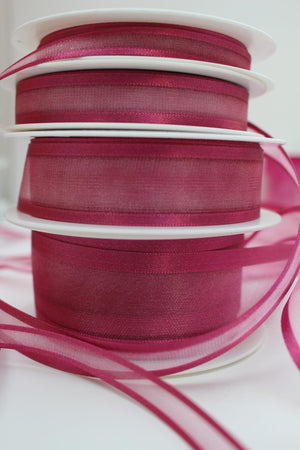 Satin Edge Sheer Organza Ribbon 25 Metre Reel Choice of Widths - Clearance