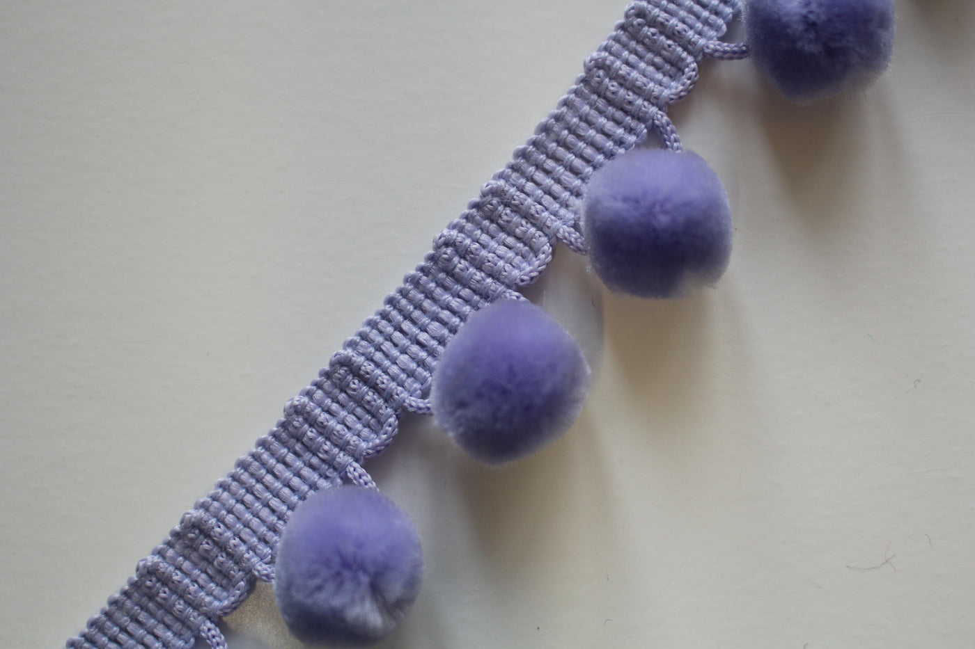 Grey Velvet Pom Pom Trim, Large 20mm (3/4in) Diameter *Sold Per Metre*